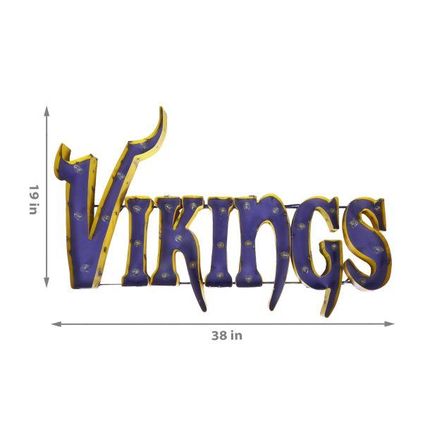 Minnesota Vikings Lighted Recycled Metal Wordmark Logo Sign NFL 3