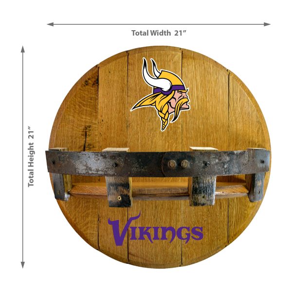 Minnesota Vikings Oak Whiskey Barrel Bar Shelf 1