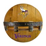 Minnesota Vikings Oak Whiskey Barrel Bar Shelf