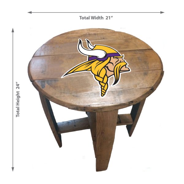 Minnesota Vikings Oak Whiskey Barrel Side Table NFL