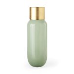 Minty 5.7L x 5.7W x 16.8H Green Glass Vase W/Matte Gold Metal Neck Cuff