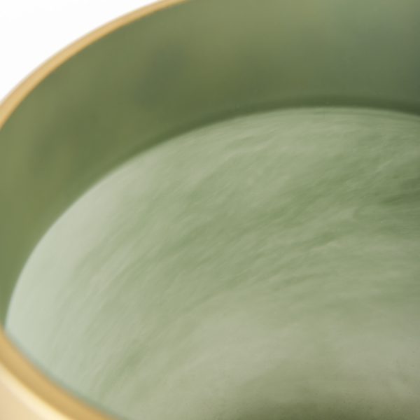 Minty 9.9L x 9.9W x 9.6H Green Glass Vase WMatte Gold Metal Neck Cuff 5