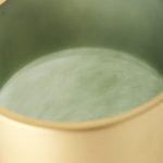 Minty Medium 8.7L x 8.7W x 12.4H Green Glass Vase W/Matte Gold Metal Neck Cuff