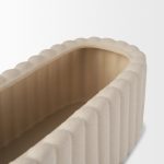 Mira Wide Textured Blush Beige Fluted Ceramic Vase