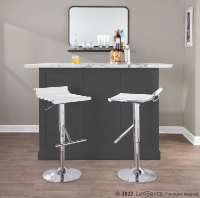 Mirage Ale Chrome White Mesh Contemporary Adjustable Bar Stool