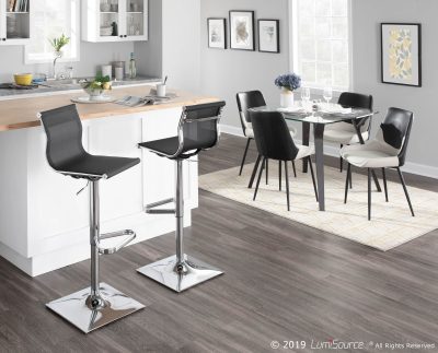 Mirage Black Mesh Contemporary Adjustable Swivel Barstool