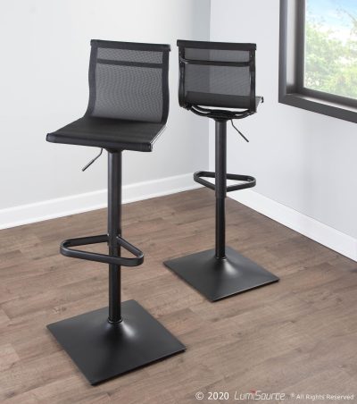 Mirage Black Metal Mesh Adjustable Swivel Contemporary Barstool