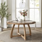 Miranda 54-Inch Round Solid Wood Mid-Century Modern Dining Table 6 Miranda 54-Inch Round Solid Wood Mid-Century Modern Dining Table