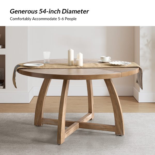 Miranda 54 Inch Round Solid Wood Mid Century Modern Dining Table 3