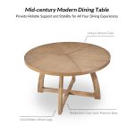 Miranda 54-Inch Round Solid Wood Mid-Century Modern Dining Table 10 Miranda 54-Inch Round Solid Wood Mid-Century Modern Dining Table