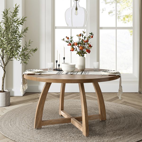 Miranda 54 Inch Round Solid Wood Mid Century Modern Dining Table
