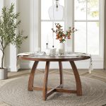 Miranda Walnut Solid Wood Mid-Century Modern Round Dining Table 6 Miranda Walnut Solid Wood Mid-Century Modern Round Dining Table