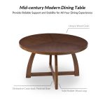Miranda Walnut Solid Wood Mid-Century Modern Round Dining Table 10 Miranda Walnut Solid Wood Mid-Century Modern Round Dining Table