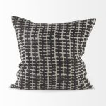Miriam 18L x 18W Beige and Black Fabric Patterned Decorative Pillow Cover