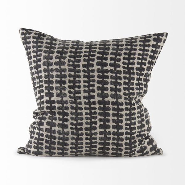 Miriam 18L x 18W Beige and Black Fabric Patterned Decorative Pillow Cover 4