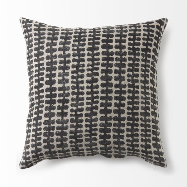 Miriam 18L x 18W Beige and Black Fabric Patterned Decorative Pillow Cover 7