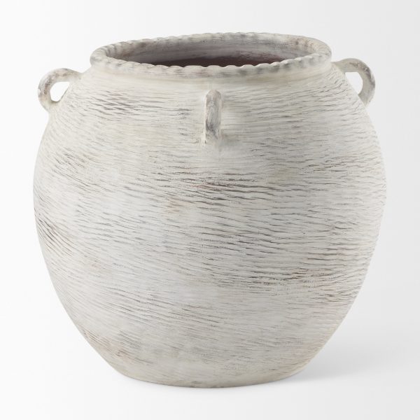 Misha 25.2L x 25.2W x 22.4H Cream Ceramic Floor Vase 1