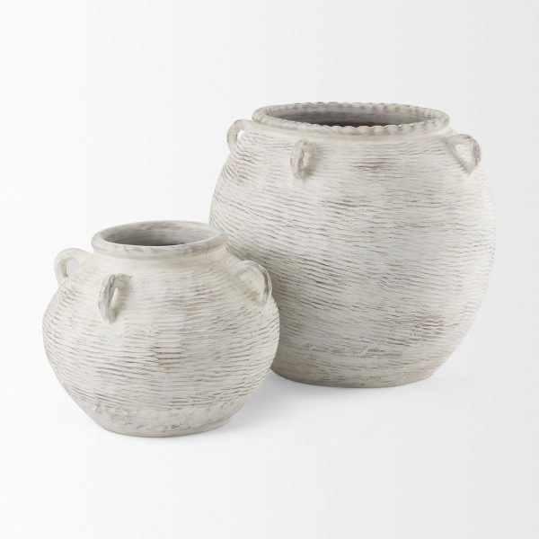 Misha 25.2L x 25.2W x 22.4H Cream Ceramic Floor Vase 8