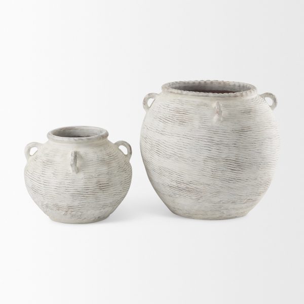 Misha 25.2L x 25.2W x 22.4H Cream Ceramic Floor Vase 9