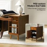 Mitch Acorn Mid-Century Modern Charging End Table with Storage