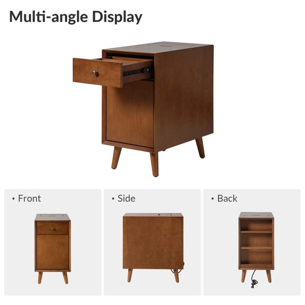 Mitch Acorn Mid Century Modern Charging End Table with Storage 4