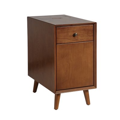 Mitch Acorn Mid-Century Modern Charging End Table with Storage