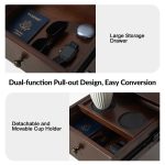 Mitch Walnut Charging Mid-Century Modern End Table with Storage