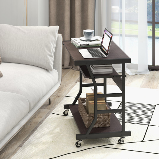 Rolling Computer Desk with Keyboard Tray, Mouse Tray, and Shelf 2 Rolling Computer Desk with Keyboard Tray, Mouse Tray, and Shelf - Image 2