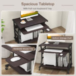Rolling Computer Desk with Keyboard Tray, Mouse Tray, and Shelf 14 Rolling Computer Desk with Keyboard Tray, Mouse Tray, and Shelf
