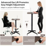 Adjustable Mobile Standing Desk with Lockable Wheels and Gas Lift