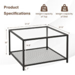Modern 2-Tier Glass Coffee Table with Mesh Shelf and Storage 26 Modern 2-Tier Glass Coffee Table with Mesh Shelf and Storage