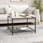 Modern 2-Tier Glass Coffee Table with Mesh Shelf and Storage 27 Modern 2-Tier Glass Coffee Table with Mesh Shelf and Storage