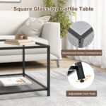 Modern 2-Tier Glass Coffee Table with Mesh Shelf and Storage 28 Modern 2-Tier Glass Coffee Table with Mesh Shelf and Storage