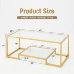 Modern 2-Tier Glass Coffee Table with Steel Frame