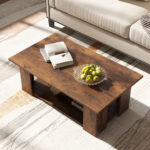 Modern 36 Inch 2-Tier Coffee Table with Storage Shelf 34 Modern 36 Inch 2-Tier Coffee Table with Storage Shelf