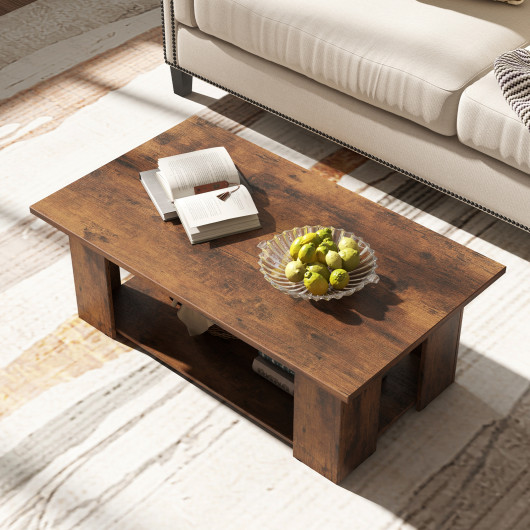 Modern 36 Inch 2-Tier Coffee Table with Storage Shelf 13 Modern 36 Inch 2-Tier Coffee Table with Storage Shelf - Image 13