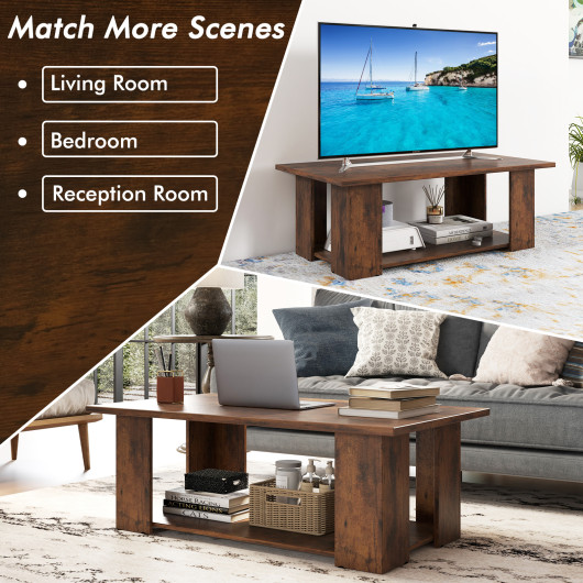 Modern 36 Inch 2-Tier Coffee Table with Storage Shelf 14 Modern 36 Inch 2-Tier Coffee Table with Storage Shelf - Image 14