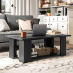 Modern 36 Inch 2-Tier Coffee Table with Storage Shelf 36 Modern 36 Inch 2-Tier Coffee Table with Storage Shelf
