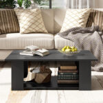 Modern 36 Inch 2-Tier Coffee Table with Storage Shelf 37 Modern 36 Inch 2-Tier Coffee Table with Storage Shelf