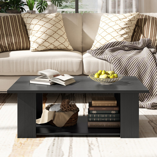Modern 36 Inch 2-Tier Coffee Table with Storage Shelf 16 Modern 36 Inch 2-Tier Coffee Table with Storage Shelf - Image 16
