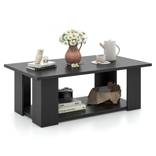 Modern 36 Inch 2-Tier Coffee Table with Storage Shelf 18 Modern 36 Inch 2-Tier Coffee Table with Storage Shelf - Image 18