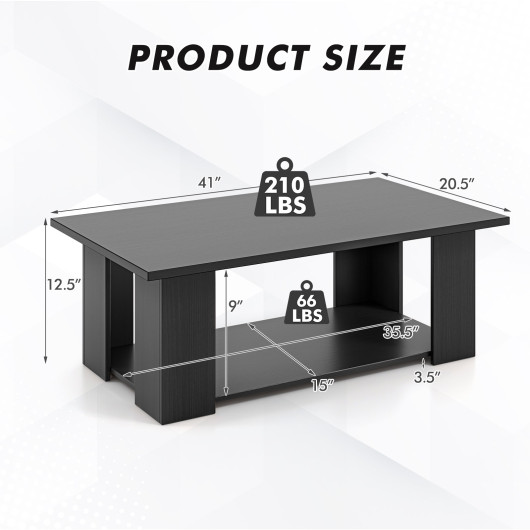 Modern 36 Inch 2-Tier Coffee Table with Storage Shelf 19 Modern 36 Inch 2-Tier Coffee Table with Storage Shelf - Image 19