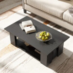 Modern 36 Inch 2-Tier Coffee Table with Storage Shelf 41 Modern 36 Inch 2-Tier Coffee Table with Storage Shelf