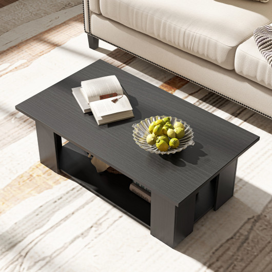 Modern 36 Inch 2-Tier Coffee Table with Storage Shelf 20 Modern 36 Inch 2-Tier Coffee Table with Storage Shelf - Image 20