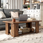Modern 36 Inch 2-Tier Coffee Table with Storage Shelf 29 Modern 36 Inch 2-Tier Coffee Table with Storage Shelf