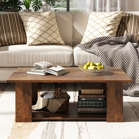 Modern 36 Inch 2-Tier Coffee Table with Storage Shelf 9 Modern 36 Inch 2-Tier Coffee Table with Storage Shelf - Image 9