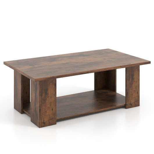Modern 36 Inch 2-Tier Coffee Table with Storage Shelf 10 Modern 36 Inch 2-Tier Coffee Table with Storage Shelf - Image 10