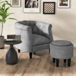 Mid-Century Accent Chair with Ottoman and Storage Footrest (Set of 1)