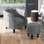 Mid-Century Accent Chair with Ottoman and Storage Footrest (Set of 1)