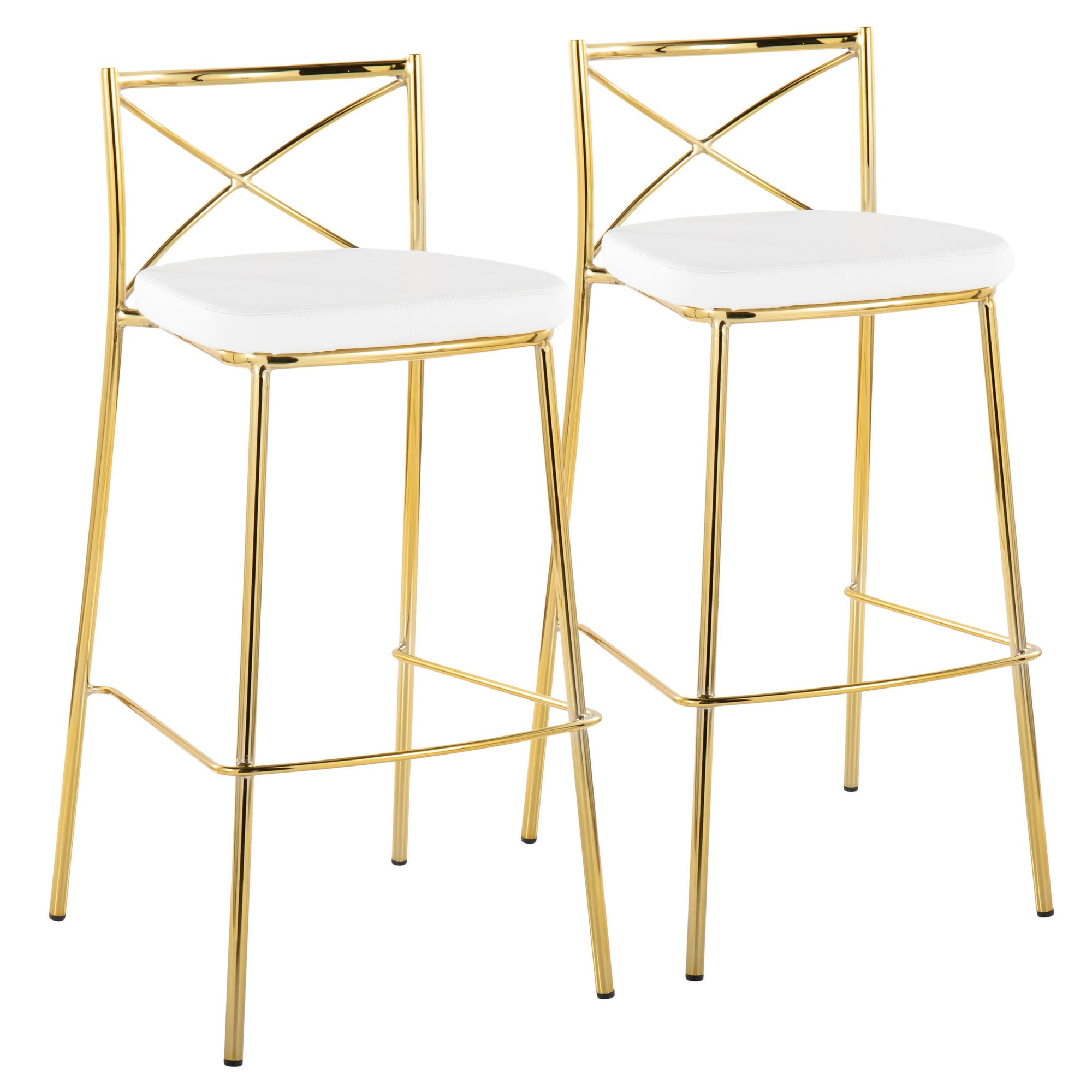 Modern Charlotte 30 Gold White Contemporary Barstool (Set of 2) 3 Modern Charlotte 30 Gold White Contemporary Barstool (Set of 2) - Image 3